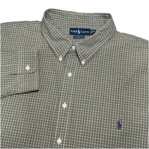 Polo Ralph Lauren Shirt Mens 4XB 4XL Big Green Plaid Button Classic Fit Preppy